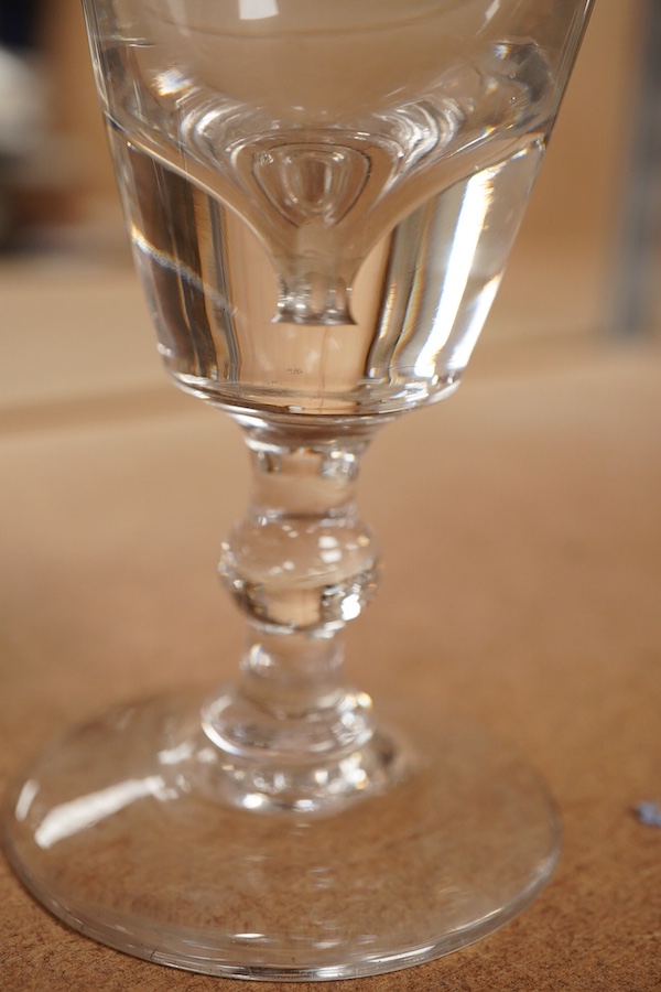 Two late 18th century toastmaster’s glasses, tallest 11.5cm, one af
